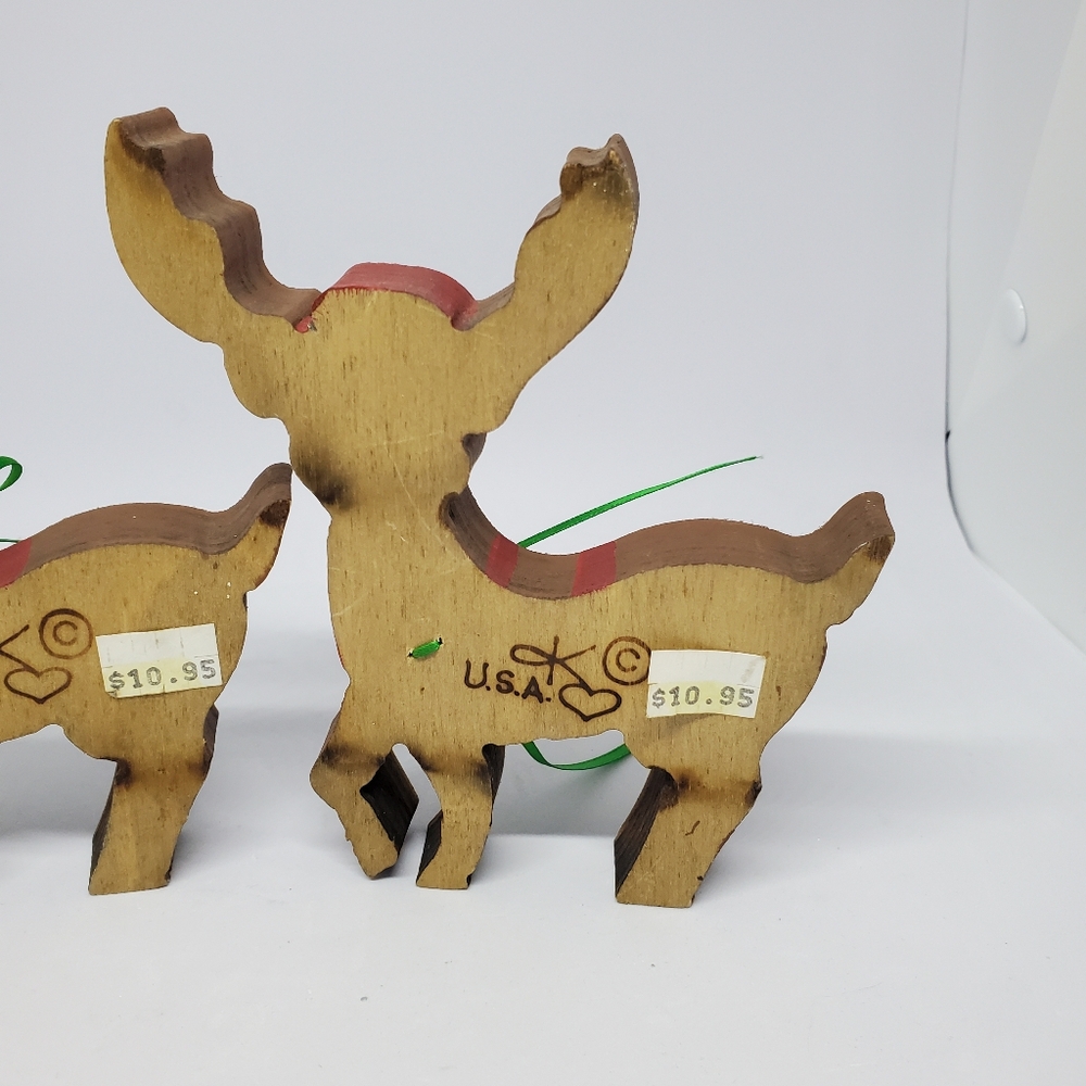 Sheila's Collectibles Vtg Wood Reindeer Figures Primitive Rustic Christmas 5.25" - Picture 8 of 14